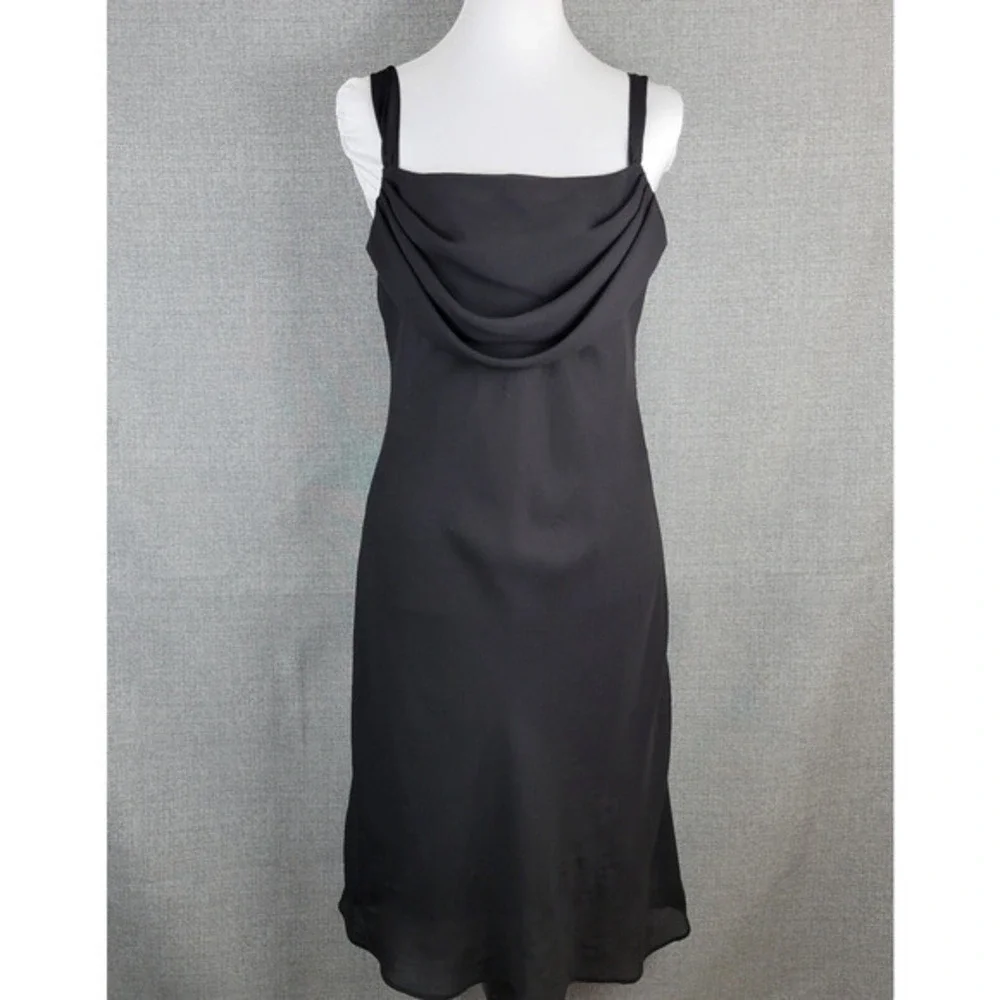 Jump Women Juniors Y2K Dress Size 11 12 Black Cowl Neck‎ Sheer LBD Vintage
